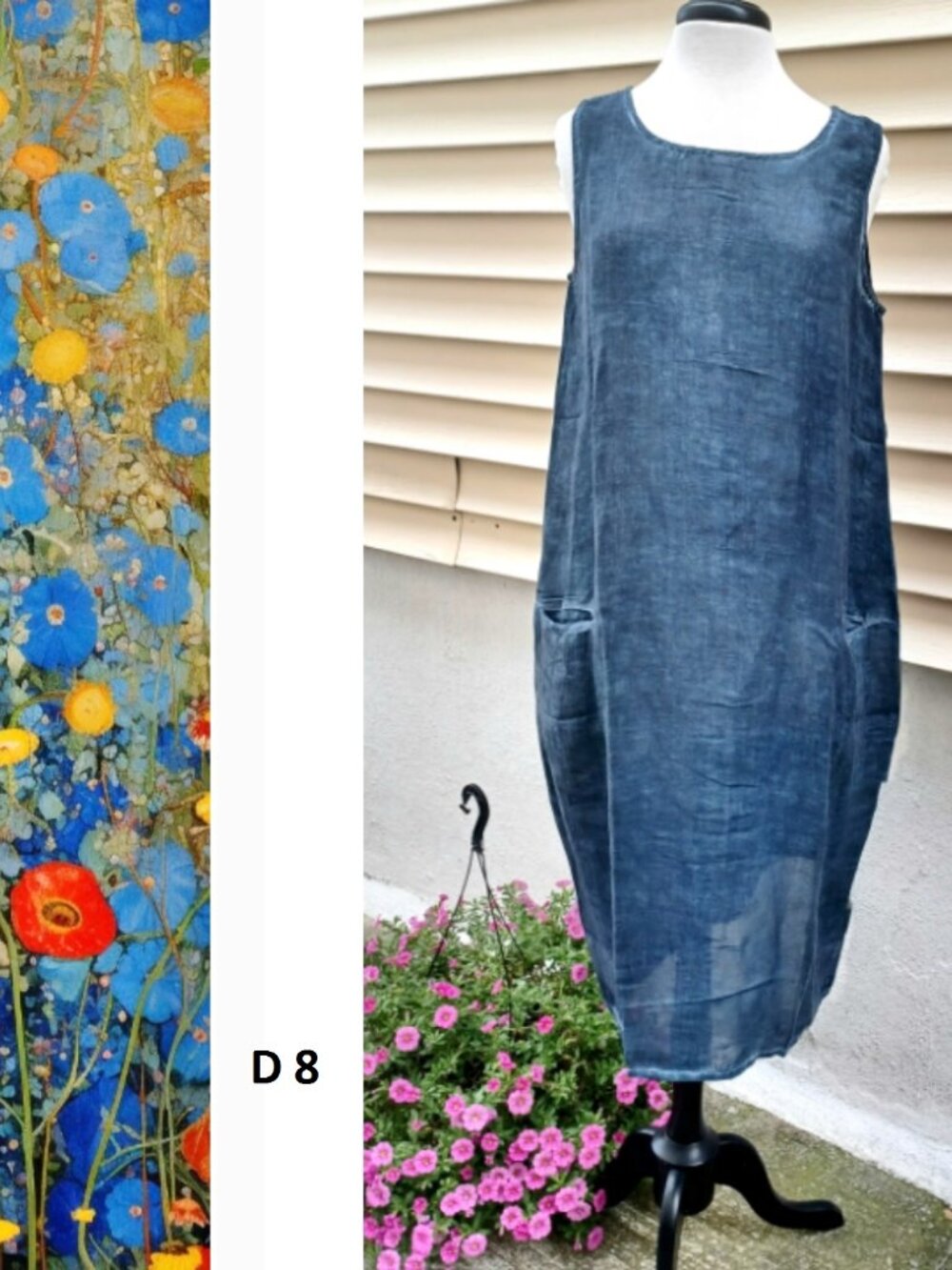 New natural and literary style linen sleeveless long dress 2 colors option